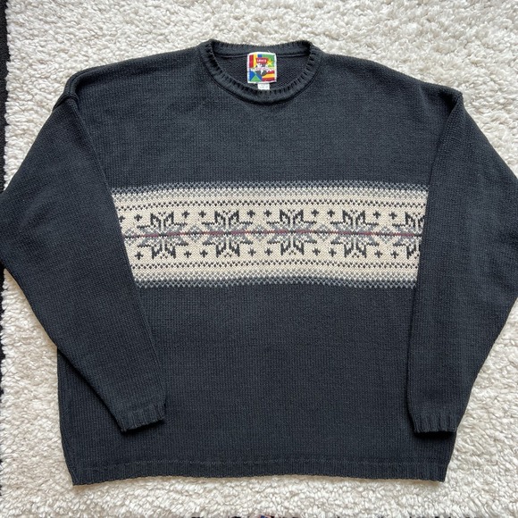 Vtg Levi's Mens Cotton Knit Fair Isle Long Sleeve Sweater Size 2X Snowflake - Picture 1 of 8